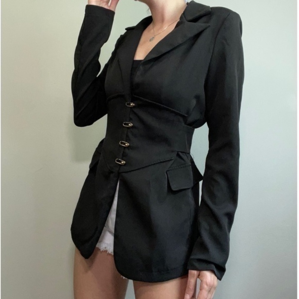 Women’s Black Tailored Corset Blazer Jacket